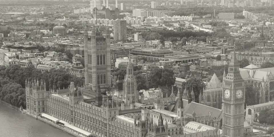 The Palace of Westminster and Big Ben beside the River Thames, London